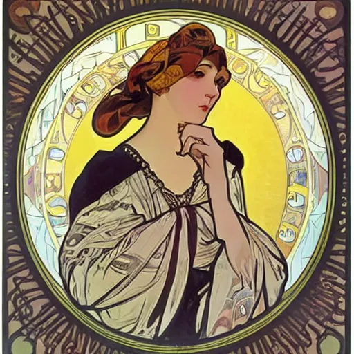 Image similar to well i'm not playing with you if you're mean by alphonse mucha