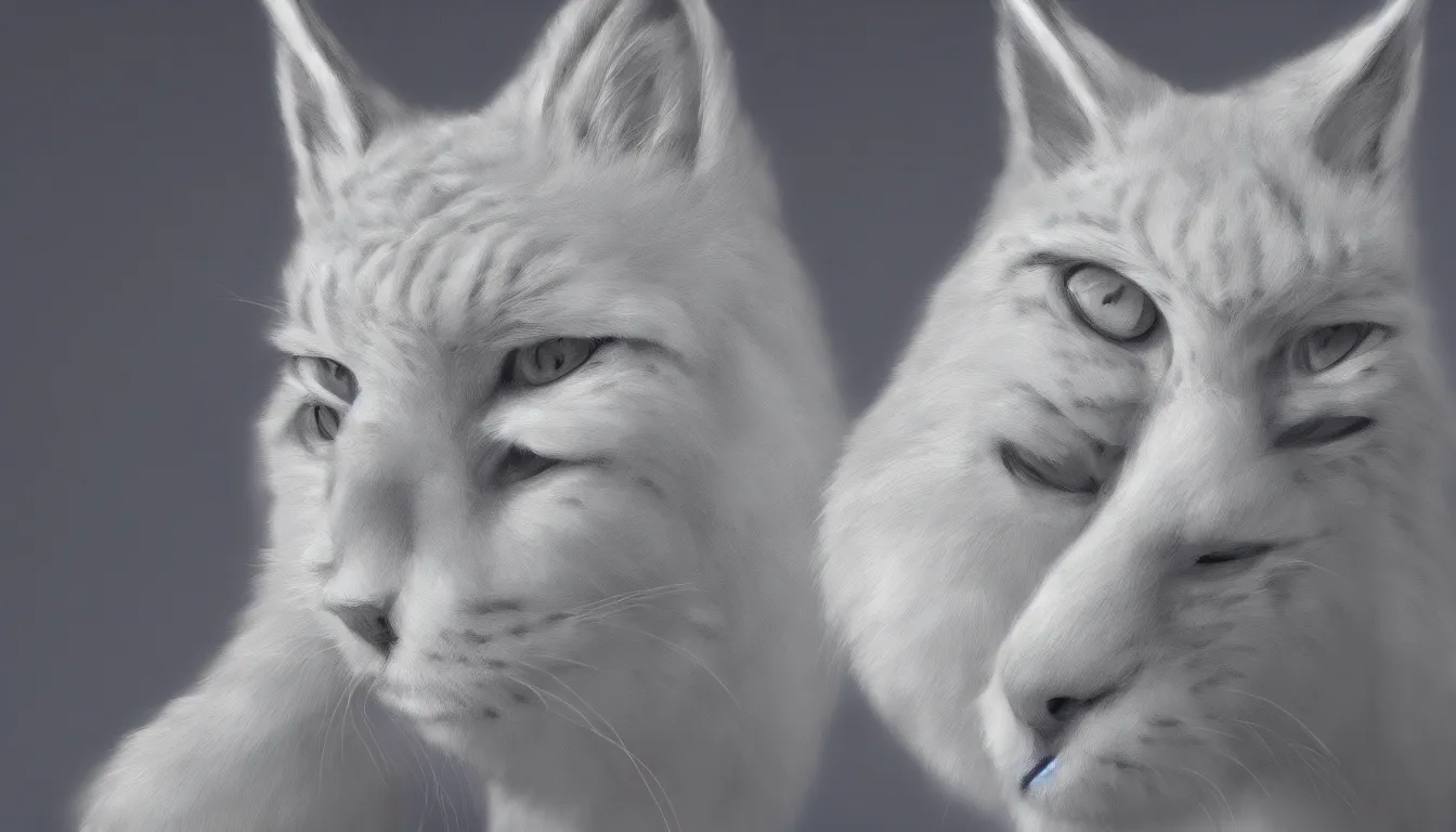 Image similar to white anthropomorphic lynx portrait, furry digital art, trending on artstation, 4k,