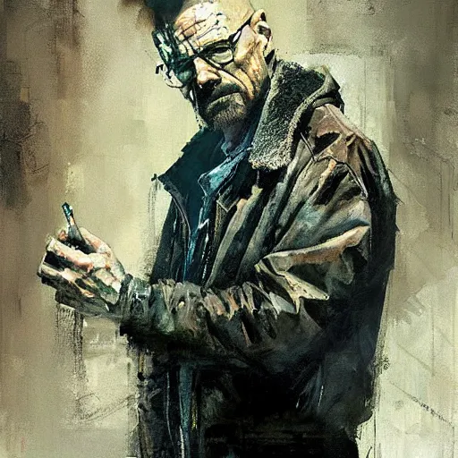 Image similar to walter white painted by jeremy mann