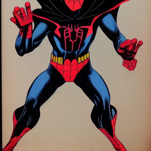 Image similar to spiderman wearing batman costume by christensen, james c