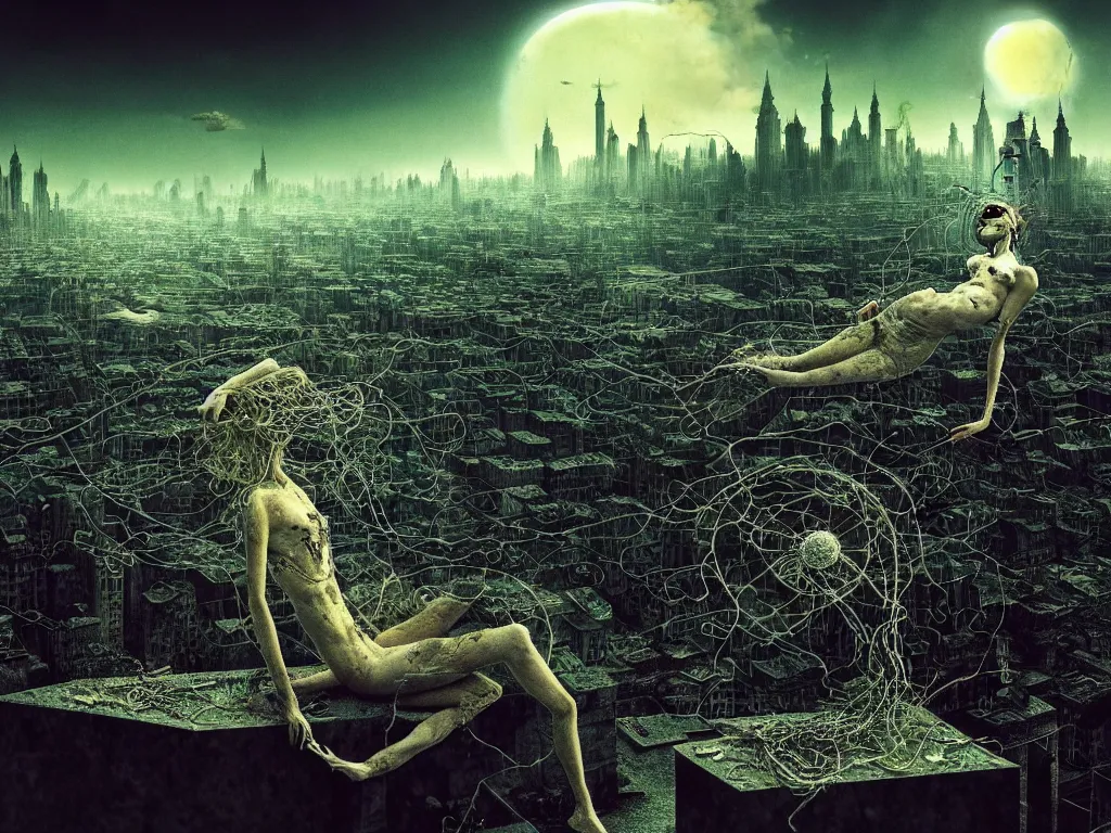 Image similar to highly detailed photo of living is the illusion of dying, trending on deviantart, neo surrealism, sharp focus, 4 k, a lot of little details, octane, masterpiece, art by max ernst