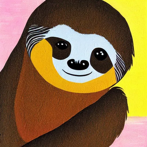 Image similar to a cute sloth, tropical, warm colors, very beautiful bauhaus style painting, award winning