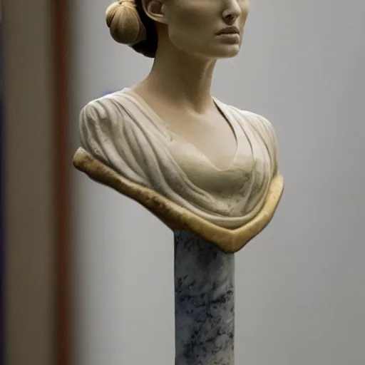 Image similar to natalie portman as thor playing tennis, marble sculpture