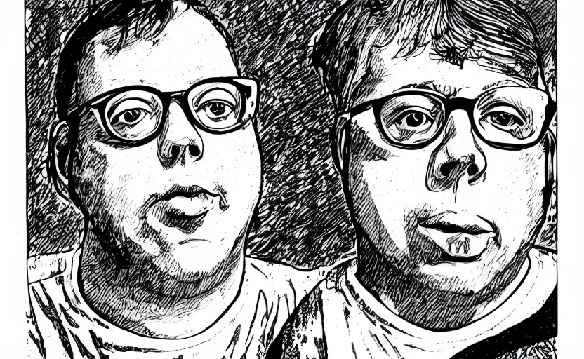 Image similar to high quality high detail illustration of todd solondz by robert valley, line art, hd