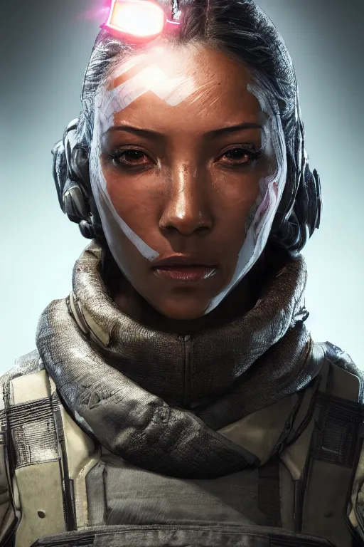 Image similar to ultra realistic facial portrait of wraith from apex legends, digital art, character portrait, highly detailed, trending on artstation, lens flare, atmosphere, hyper realistic, cinematic lightning, sharp focus, unreal engine 5, extreme details perfect face, pretty face, fine - face, illustration, 8 k, ultra texture, masterpiece