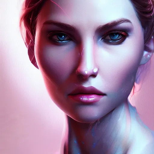 Image similar to beautiful futuristic young woman, diffuse lighting, fantasy, intricate, highly detailed, lifelike, photorealistic, digital painting, artstation, illustration, concept art, smooth, sharp focus