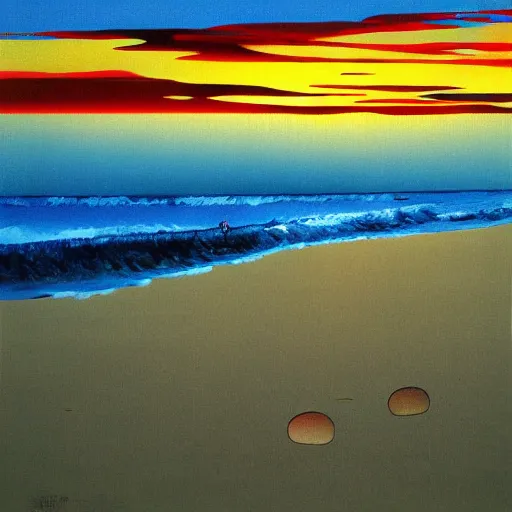 Image similar to sunset at the beach by takashi murakami