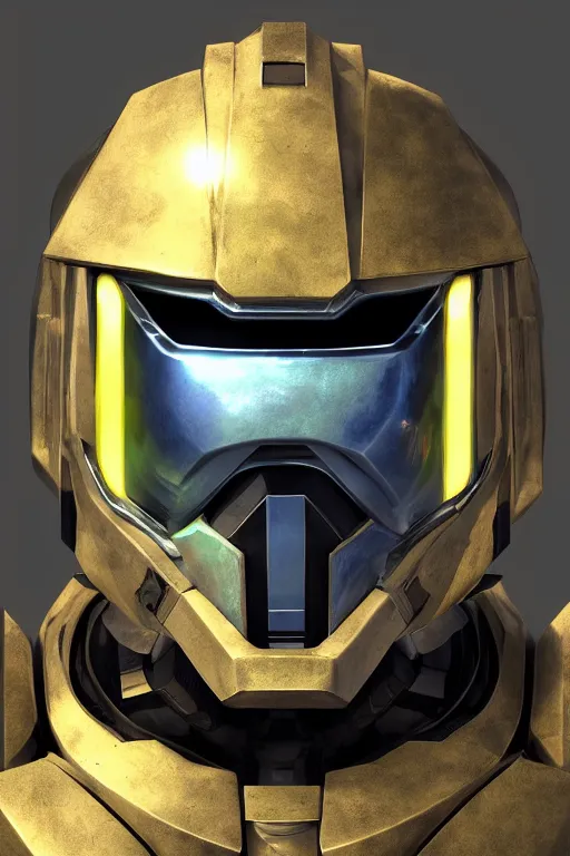 Image similar to robot ninja mask helmet halo master chief radiating a glowing aura global illumination ray tracing hdr fanart arstation by ian pesty and katarzyna da „ bek - chmiel