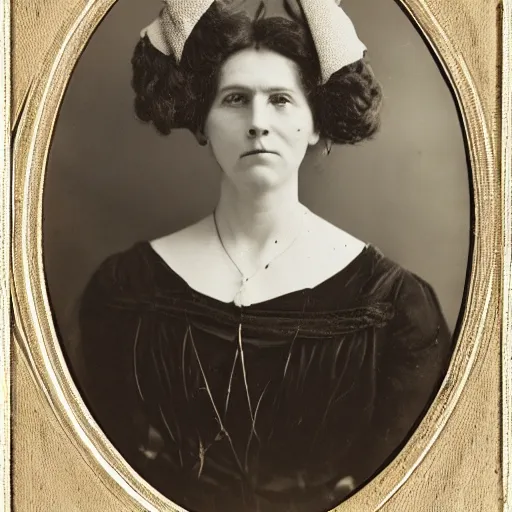 Prompt: portrait of a 19th century woman with antlers on her head, 1900s photography