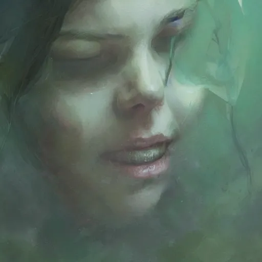 Prompt: portrait of green noise an amorphous blob of love painted by greg rutkowski, wlop,,