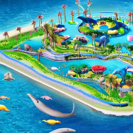 Image similar to Extremely cute!!! dolphin city, designed by dolphins, ran by dolphins