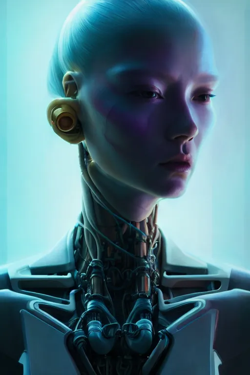 Prompt: a portrait of a beautiful 28th century super cool post-human female, barely human and largely biomechanical machine, hyper-realistic cyberpunk style, artstation, unreal engine, Peter Mohrbacher Takayuki Takeya moody, face by Yanjun Cheng, Irakli Nadar, dramatic cinematic lighting rendered by octane, 8k, detailed, trending on artstation, deviantart google images, pinterest