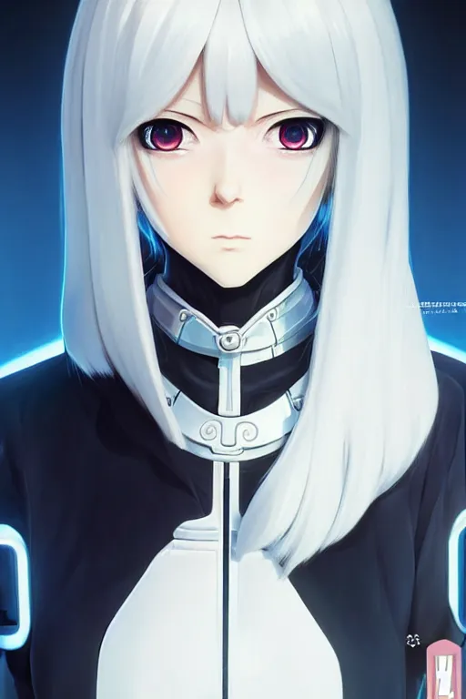 Image similar to portrait Anime cyborg girl in nun clothes, holy church Warhammer 40000, cute-fine-face, white-hair pretty face, realistic shaded Perfect face, fine details. Anime. realistic shaded lighting by Ilya Kuvshinov katsuhiro otomo ghost-in-the-shell, magali villeneuve, artgerm, rutkowski, WLOP Jeremy Lipkin and Giuseppe Dangelico Pino and Michael Garmash and Rob Rey