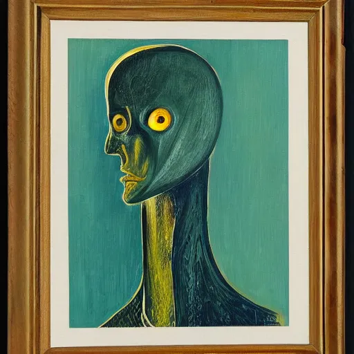 Image similar to a portrait of an alien by graham sutherland