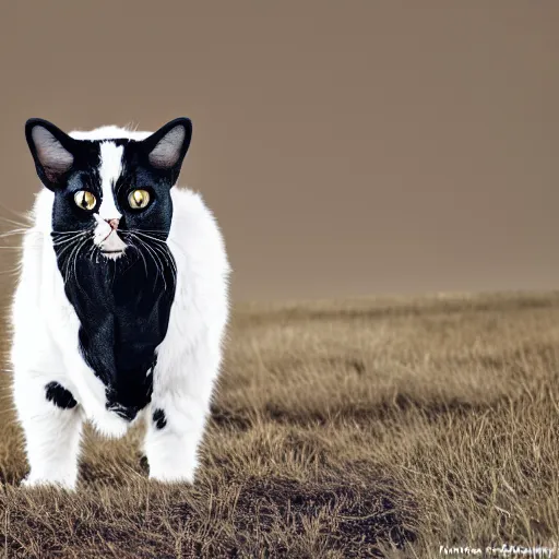 Image similar to a hybrid of a cat and a cow, 8 k, 4 k, professional photography, award winning photo