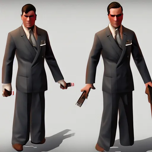 Prompt: patrick bateman if he was a team fortress 2 character rendered in sfm