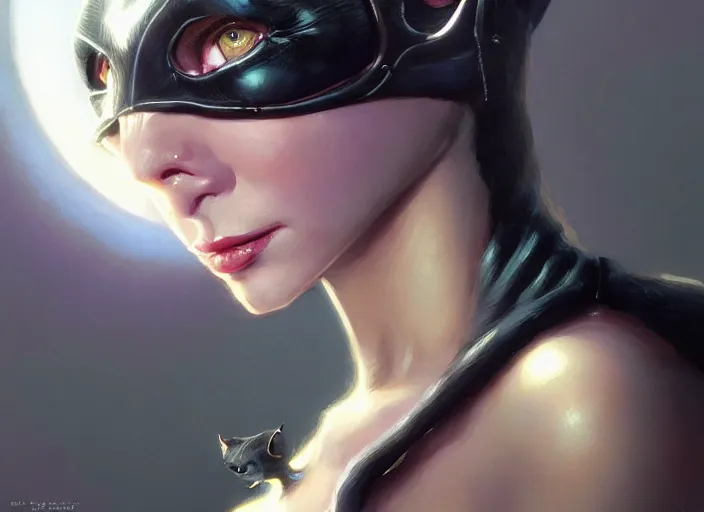 Prompt: highly detailed portrait of catwoman, stephen bliss, unreal engine, art by greg rutkowski, loish, rhads, ferdinand knab, makoto shinkai and lois van baarle, ilya kuvshinov, rossdraws, tom bagshaw, global illumination, radiant light, detailed and intricate environment