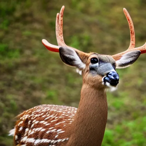 Prompt: photograph of a feathery deer in nature, 4K, highly detailed, photo realistic