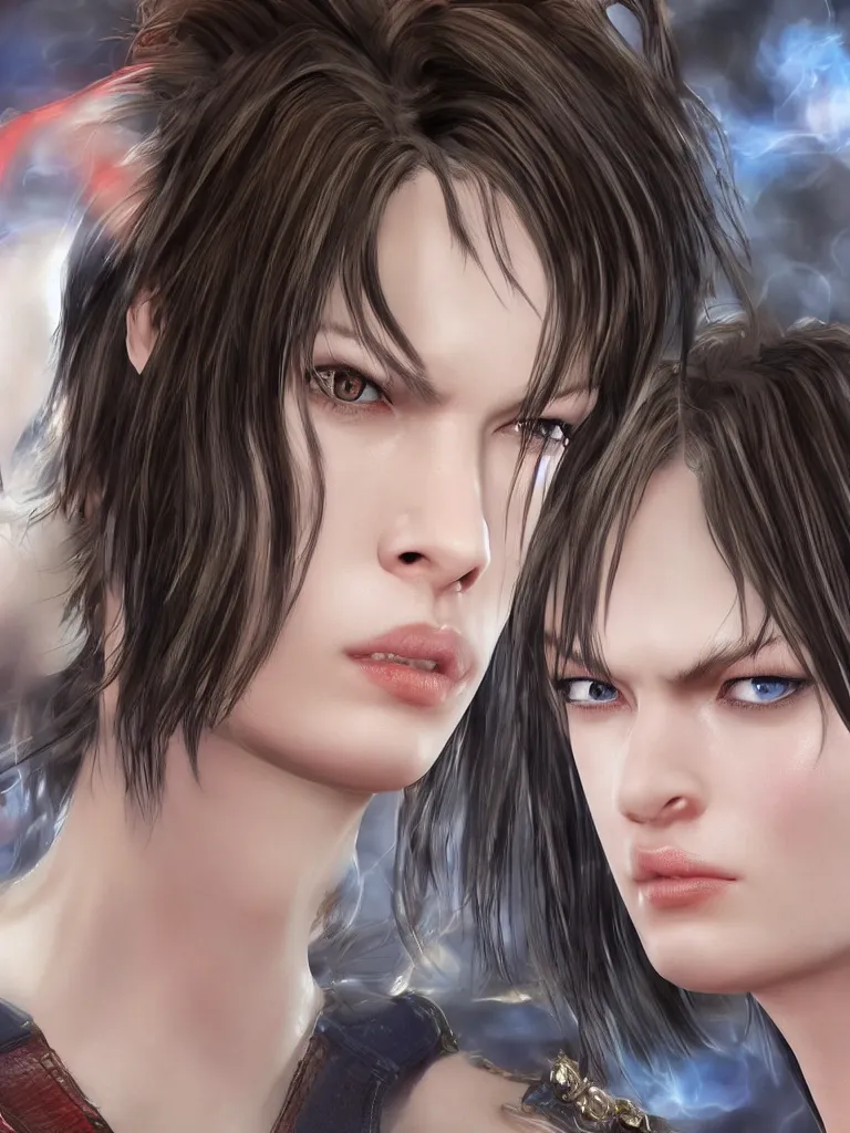 Prompt: Mila Jovovich face close up in Tekken style