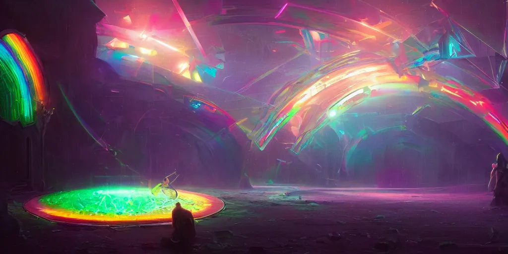 Prompt: rainbow prism, ultra high detailed, glowing lights, oil painting, Greg Rutkowski, Charlie Bowater, Beeple, unreal 5, DAZ, hyperrealistic, octane render, dynamic lighting, fantasy art