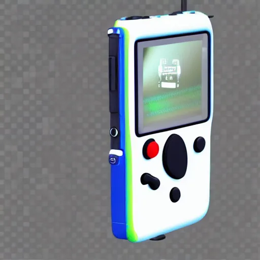 Prompt: futurist nintendo handheld console, 3 d concept, details, colored background