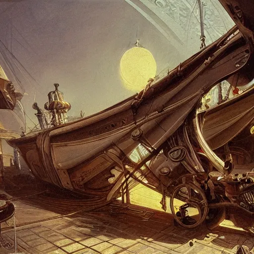 Image similar to detailed painting of a living pod architecture, filigree ornaments, andreas achenbach, syd mead