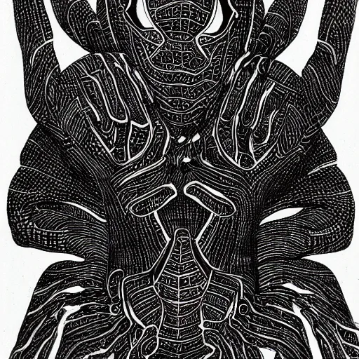 Image similar to woman who is also a horrible black spider, detailed ink art, 4k