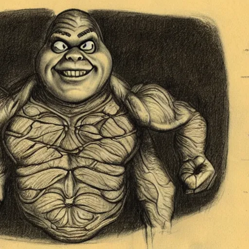 Image similar to old anatomical drawing of shrek