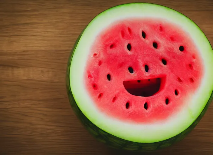 Image similar to photo still of a watermelon with human teeth, 8 k, studio lighting bright ambient lighting key light, 8 5 mm f 1. 8