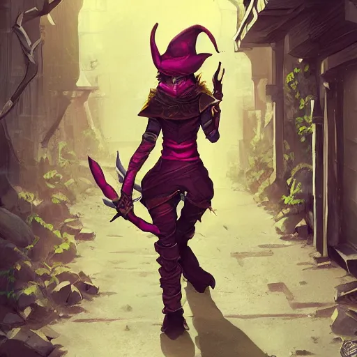 Image similar to elf rogue lurking through the alleyway, d & d style, trending on artstation, colorful, intricate, art by kev chan