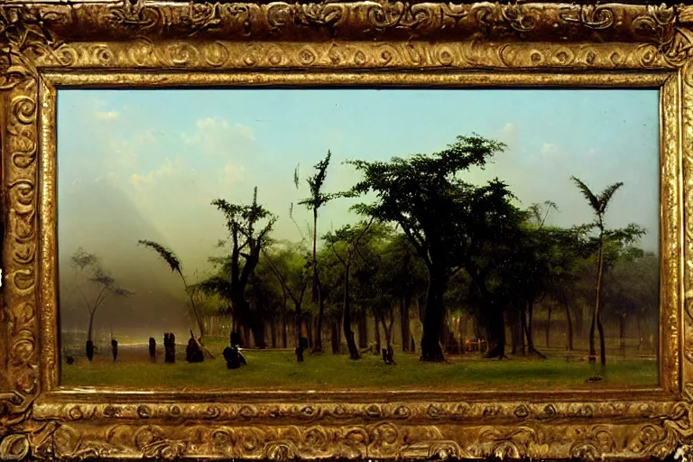 Image similar to oil painting of a kinshasa by albert bierstadt