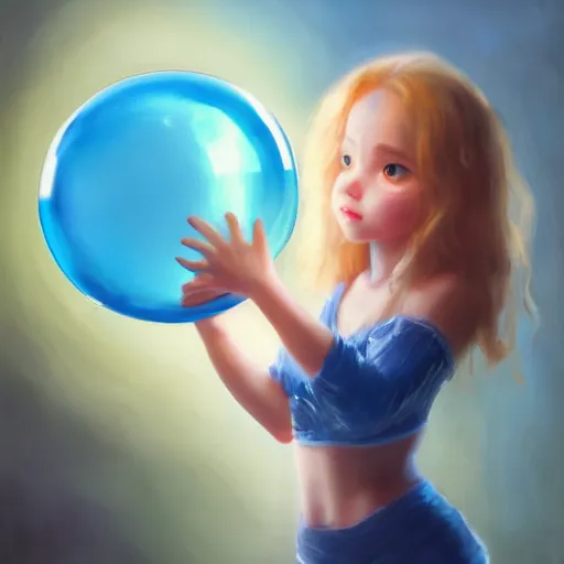 Prompt: cinematic portrait of cute Mew holding onto large blue bubble, oil on canvas, masterpiece, trending on artstation, featured on pixiv, cinematic composition, dramatic pose, beautiful lighting, sharp, details, hyper-detailed, HD, HDR, 4K, 8K