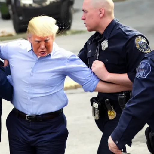 Image similar to donald trump in handcuffs being arrested