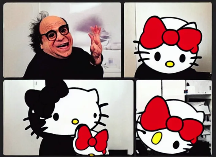 Image similar to danny devito hello kitty