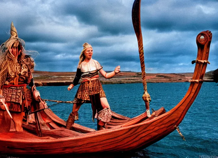 Prompt: photo of the saga of the viking women and their voyage to the waters of the great sea serpent, fujifilm velvia 5 0