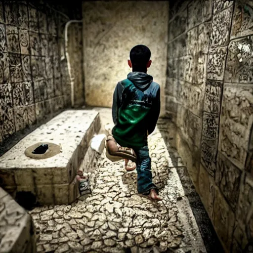 Image similar to picture of palestina boys criend in mother tomb, image upscaler, hyperrealistic, very details, hd image, 4 k, pulitzer award winner