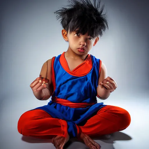 Image similar to portrait photo of goku, color, studio lighting