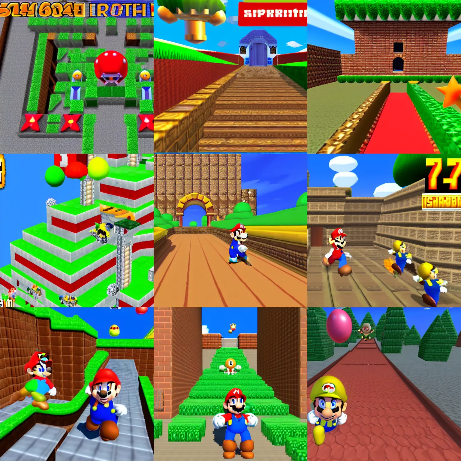 Prompt: Screenshot from Super Mario 64