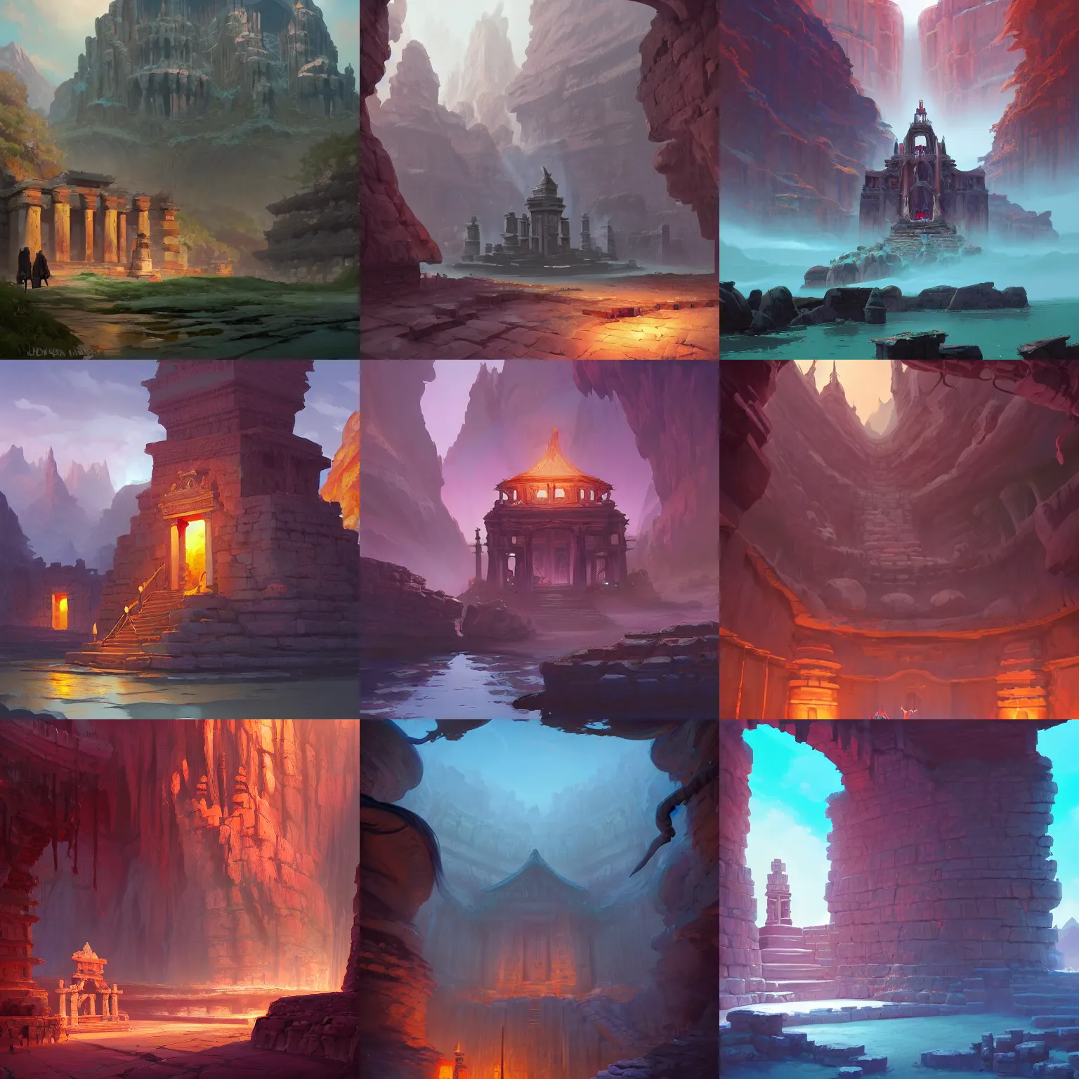 Prompt: ancient temple dungeon, no people, scenery matte painting concept art, Elden Ring official fanart behance hd artstation, by Jesper Ejsing, by RHADS and Makoto Shinkai and Lois van baarle and ilva kuvshinov and rossdraws
