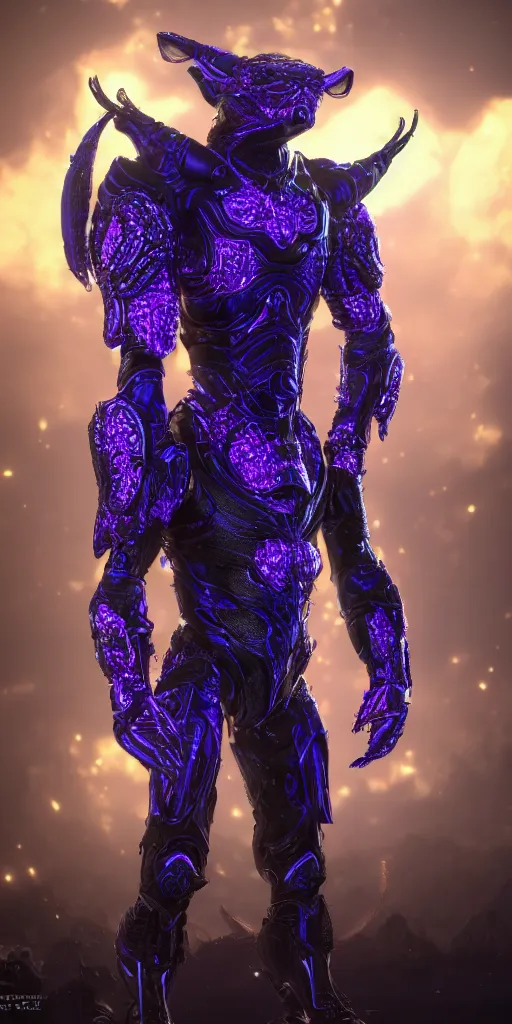 Prompt: a photo of 8 k ultra realistic a fantastic animal of alpha centauri, full body, intricate purple and blue neon armor, ornate, cinematic lighting, trending on artstation, 4 k, hyperrealistic, focused, high details, unreal engine 5, cinematic