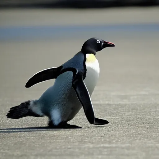 Prompt: a penguin flies around the world with planes