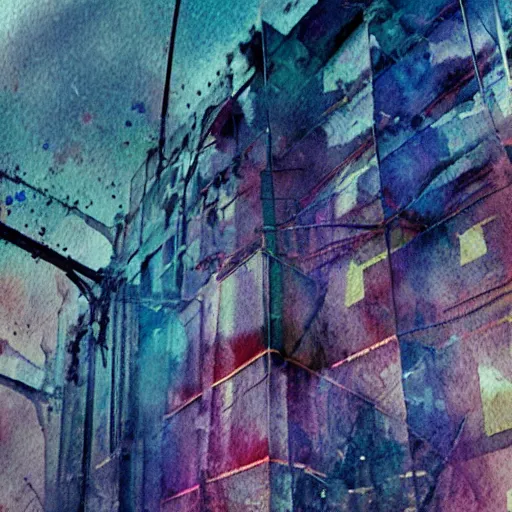 Prompt: ghostly fractured futurism scenery concept dilution watercolor splash photograph taken by portra 800