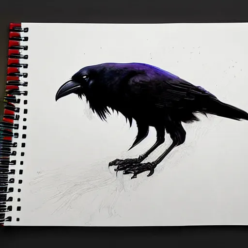 Image similar to detailed digital art, realistic, raven spilling ink by naomi chen, cgsociety