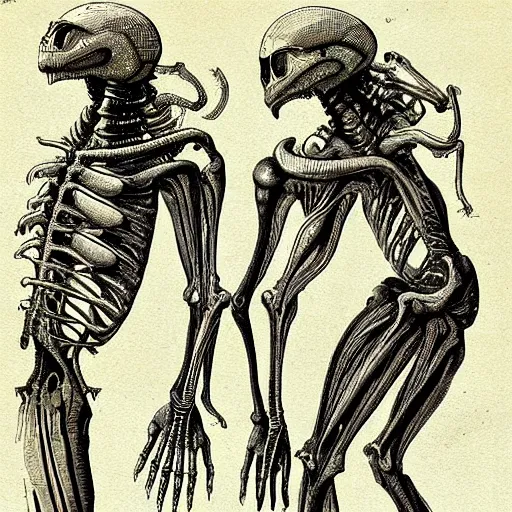 Prompt: “ a 1 9 th century illustration of alien anatomy, highly detailed ”