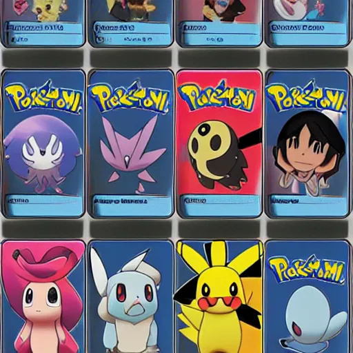 Image similar to pokemon cards with snooki, joe biden, nicki minaj, kim kardashian, osama bin laden, pokemon anime style, hd 8k image high detail, at target