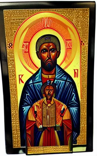 Prompt: orthodox icon of kanye west