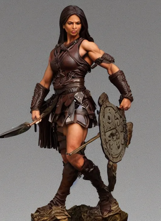 Image similar to Image on the store website, eBay, Full body, highly detailed 80mm resin figure of a very muscular female warrior, brown skin