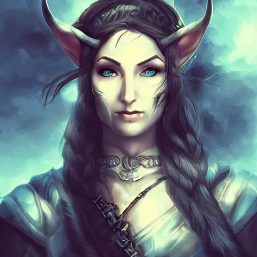 Image similar to portrait of a elven female pirate, fantasy setting, digital art, dramatic lighting, illuminated, cinematic