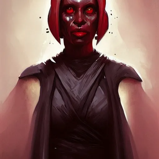 Image similar to portrait of a woman by greg rutkowski, young sith knight darth talon, red and black skin, star wars expanded universe, wearing black robes, she is about 2 0 years old, highly detailed portrait, digital painting, artstation, concept art, smooth, sharp foccus ilustration, artstation hq