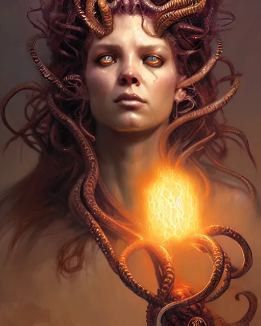 Image similar to fierce medusa, fantasy character portrait, ultra realistic, concept art, intricate details, highly detailed by greg rutkowski, gaston bussiere, craig mullins, simon bisley